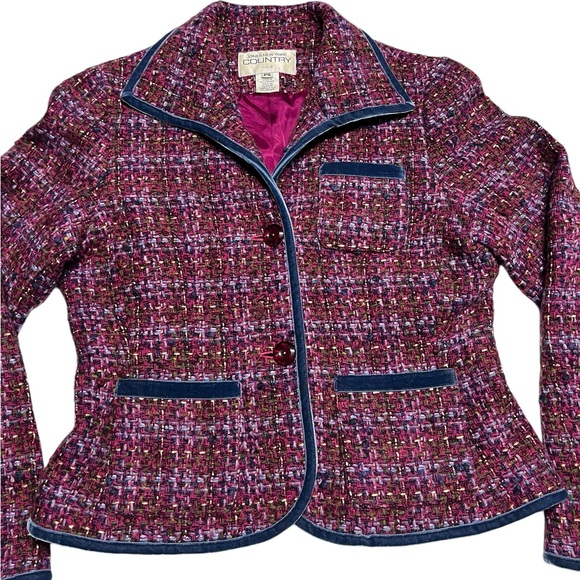 Jones New York Country - Women’s Colorful Tweed Blazer Sz. PS - Picture 2 of 7